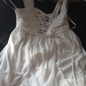Elegant White Dress with Gem Accents